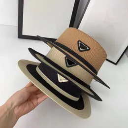 New Pradity luxury straw hat for men and women with the same travel sunscreen belt buckle sun hat sunscreen sunshade hat 3 models can be selected P065