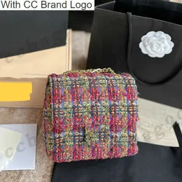 CC Cross Body Vintage Colorful Woolen Ceanted Grosed Crossbody Bags French Tweed Designer Mini Wallets Classic Gold Tone Hardware Chain Multi Pocket Women H Mini H