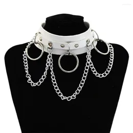 Choker 2023 Trendy Charm Punk Style Alloy Chain And Leather Collar Gothic Necklace For Women Jewelry Accessory Gifts