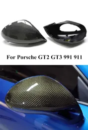 Car Carbon Fiber Side Mirror Cover Caps for Porsche GT2 GT3 911 991 Rearview Mirrors Shell