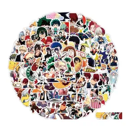 Adesivi per auto Adesivo impermeabile 50/100 pezzi My Hero Academia Cartoon giapponese Decalcomanie in vinile per laptop Pad Skateboard Boku No Styling Dhyen