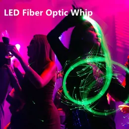 LED Fiber Optic Whip Stage Lighting USB Rechargeable Optical Hand Rope Pixel Light-up Whip Flow Toy Dance Party Lighting Show For Party