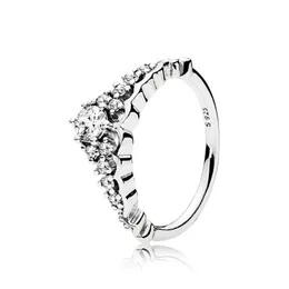 Fairy Tale Tiara Wishbone Ring f￶r Pandora Authentic Sterling Silver Wedding Designer smycken f￶r kvinnor flickv￤n g￥va cz diamantringar med originall￥da