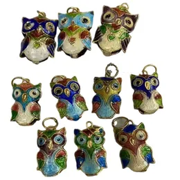 10pcs DIY Colorful Handmade Owl Charms Pendant Chinese Traditional Cloisonne Enamel Cute Charms for Necklace Earrings Jewelry Making