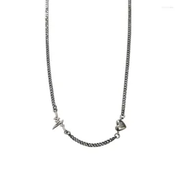 Choker FV01 925 Sterling Silver Vintage Heartbeat Ans Love Heart Stelaces Retro Thai Netlace Jewelry for Women