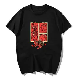 Herr t-shirts jojo bizarre äventyr stål boll kör t shirt män kawaii toppar tecknad karate grafiska tees tee shirt unisex harjujuku skjorta man 022223h