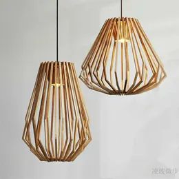 Pendant Lamps American Style Rural Single Head Lamp Individual Creative Geometry Wooden Leisure Club Lighting