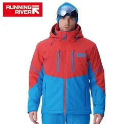 Ternos de esqui Running River Brand Men Hightity Ski Jacket Winter Warm Hooded Jackets para Man Jackets Professional ao ar livre
