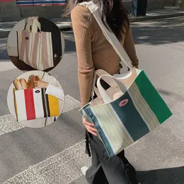 Evening Bags Fashion Striped Women Shoulder Bag Korean Style Canvas Sling Big Square Crossbody Handbag Mommy Simple Travel Handbags