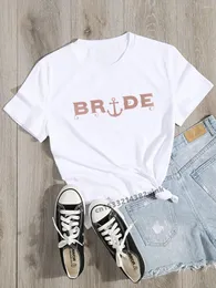 Dam T-shirts Bride Tribe Team Bachelorette Bröllopsfest Dam Evjf Tee Shirt Casual Damer Basic O-krage Rosa Kortärmad T-shirt