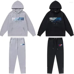 2023 Luvtröjor herr Trapstar Street Trend Handduksbroderi Högkvalitativ designerfleece sweatshirts Herr Dam Träningsoveraller Pullover Träningsbyxor Kostymer Storlek S-XL