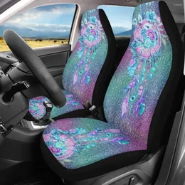 Autositzbezüge für Damen, blaues Traumfänger-Druckdesign, langlebig, Autoschutz für vorne, Fahrzeug, robustes Zubehör