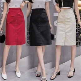 Casual Dresses High midja Midiskirt ForSpring Autumn Women Summer kjolar Bodycon Fashion Casual Elastic midja A-Line Split Red Black White 230222