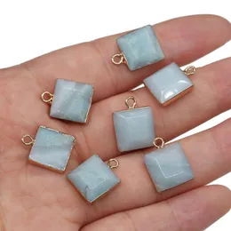 Charms Natural Stone Pendants Square Shape DIY 보석을위한 Amazonite Necklace Pendant Good Quality Size 12x16 mm