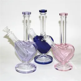 Vacker kärlek glas vatten bong hookah skålar hjärtformade glas bongs oljerigg tjocklek rökning torr ört vape bong dab riggar med skål downstem