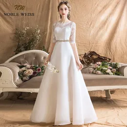 Robes de soirée robes de bal organza une ligne robe de mariée simple sexy étage-longueur ceintures robes de mariée avec demi-dentelle robe de mariée 230222