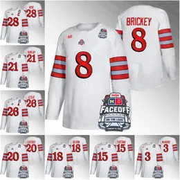 College Hockey trägt 2023 Ohio State Buckeyes Football Inspired Hockey Jersey Gustaf Westlund Matt Cassidy Travis Treloar Dalton