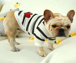 Hundkläder husdjur tröja pullover kläder för små hundar svart vit randig kärlek rund hals valp jacka kläder2993834