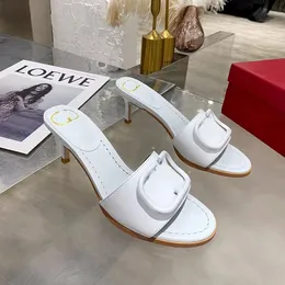 2024 High Heels Designer Slippers Slides Office Sandal Flip Flops Shoes Lady Summer Genuine Leather Beach Sizi 10