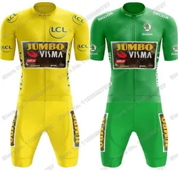 Cykeltröja set Jumbo VISMA Team Cycling Jersey Yellow Green TDF Set Wout Van Aert Belgian Cycling Clothing Men France Road Bi2695613