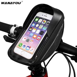 Panniers Bags 63 Inch Touch Screen Bicycle MTB Cycling Bike Head Tube Handlebar Cell Mobile Phone Case Holder For 230222