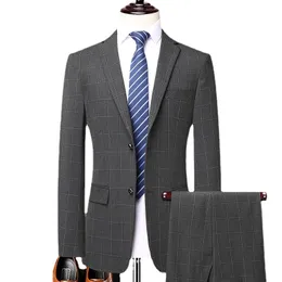 Men's Suits & Blazers (Jacket Pants) Male Wedding Prom Suit Slim Fit Tuxedo Men Formal Business Work Wear 2 Pcs Set Elegant Man Dress 4XL