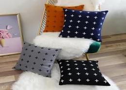Yastık katı kapak gri siyah turuncu lacivert 45x45cm yünlü sevimli haç kanepe kanepe sandalye yatak ev dekorasyonu 6205070