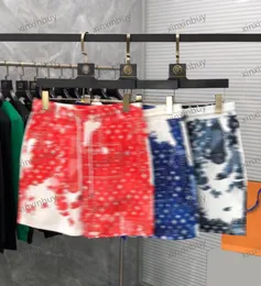 xinxinbuy m￤n kvinnor designer shorts bant vatten f￤rg bokst￤ver tryck v￥r sommar bomull vit svart bl￥ m-3xl