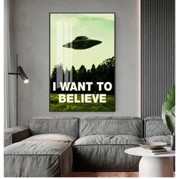 Gemälde für Wohnzimmerdekoration ohne Rahmen „I Want To Believe X File TV Play“ Leinwanddrucke Malerei Poster Wandkunst Woo