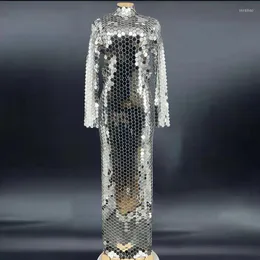 Etap Enaste Shining Pełne srebrne lustra długie sukienki Kobiety urodziny
