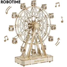 Blöcke RoboTime Rolife 232pcs Rotatable DIY 3D Ferrris Rad Holz Modell Baustein Kits Assembly Spielzeuggeschenk für Kinder Erwachsene TGN01 230222