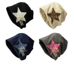 Vintage Tide Brand Star Embroidery Women's Beanies Skull Caps Hip-hop Sweet Cool Pile Hat Autumn and Winter