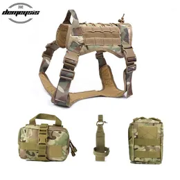 Jackets de caça Serviço tático Dog Vest Camuflage Molle K9 Arnês com bolsas Bolsa de porta