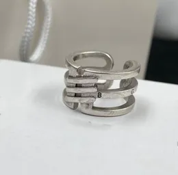 Hip Hop Designer Lettera Modello Anello Bague Retro Argento Anelli aperti Coppia per uomo donna donna Festa matrimonio amanti regalo gioielli di fidanzamento