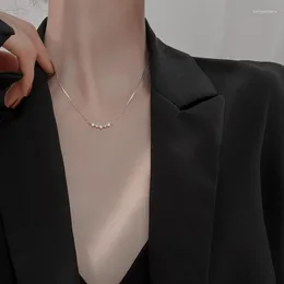 سلاسل أزياء 925 Sterling Silver Nexlace Netclace Shiny Zircon Zircon Ladies Fine Jewelry Clavicle Chain Hight Birthday Hight