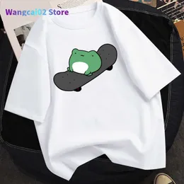 Kadın T-Shirt 2021 Yaz Tişört Kaykay Kadın Frog T Shirt Harajuku Grafik Tee Y2K Üst estetik Giysiler Vintage Moda Gömlek Dropship 022223H