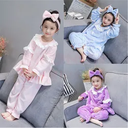 Pyjamas Velvet Christmas Children Pyjama Set för Girls Boys Pyjamas Kids Sleepwear Baby Clothing Headwear Girls Pijamas 2-8 år 230222