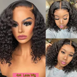 Short Curly Bob Wig Wet And Wavy Water Wave Bob Wig Malaysian Lace Front Human Hair Wigs For Women 13x4 Frontal Wig