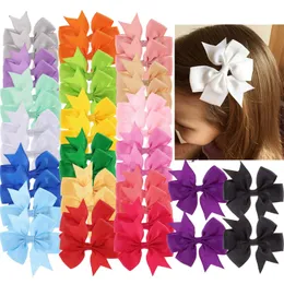 53-color Girls' Head Pieces six-ear solid rib with fishtail bow hairpin headwear for children