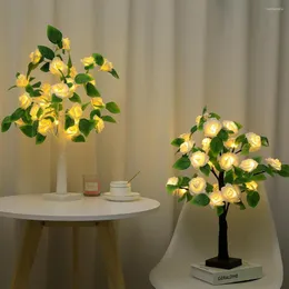 Dekorativa blommor Flower Bord lampa Romantiska atmosfärer Desk Light Bedroom Bedside Decoration Lighting Battery Operated Art