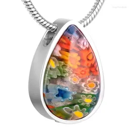 Pendant Necklaces IJD8476 2023 Arrive Glass Water Drop Cremation Urn Stainless Steel Murano Keepsake JEWELRY