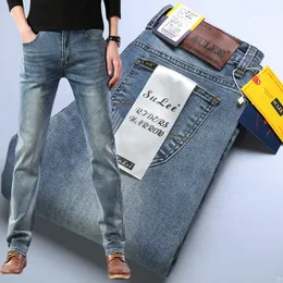 Mäns jeans 2023 Sulee Brand Slim Fit Spring Summer Men's Jeans Business Casual Elastic Straight Denim Pants Mane Trousers Colors 230222