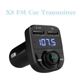 X8 Car Bluetooth передатчики Dual USB Auto HandsFree Kit Mp3 -плеер зарядное устройство быстро зарядка беспроводной FM -передатчик с розничной коробкой