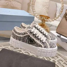 With Box Prad Double Wheel Lady Platform Sneaker Chunky Sole Shoes Women Designer Canvas Trainer Jj 6118