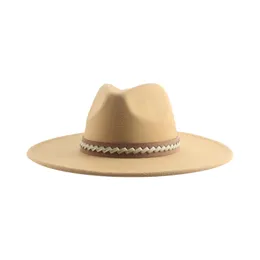 Fedora chapéu chapéus para mulheres chapéu de homem masculino Big Brim Belt Solid Belt Khaki Black Jazz Cap feltado Felled Women Winter Hat