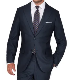Men's Suits Blazers Luxury 100 Wool Super 120 Pure Tailor Made Navy Nailhead Business Custom Cosutmes Sur Mesure 230222