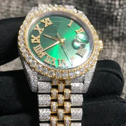 Дизайнерские часы Iced Moissanite Full Out Diamonds Watch Pass Test Движение Orignal Claps Mechanical Gold Смешанное качество серебра