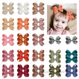 3 Inch Girls wholesale ribbon Bows hair clip boutique kids multicolor Bowknot hairpins children birthday party barrettes accessories Z0387