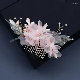 ヘッドピースSEN部門Xianmei Hanfu Head Jewelry Handmade Fabric Flower Hair Accessories花嫁ウェディングドレスXiuhe衣類櫛