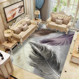 Carpets Grey Feather Area Rug Children Theme Room Decoration Rugs Baby Bedroom Non-Slip Mats Soft Flannel Carpet Living